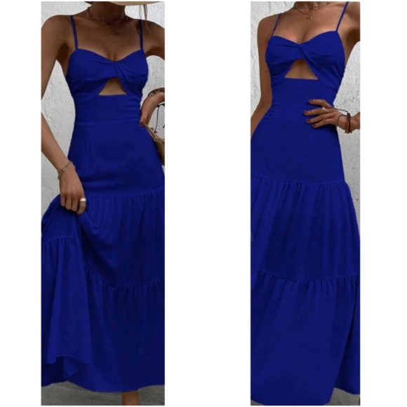 Boho Cutout Ruffle Cami Maxi Dress